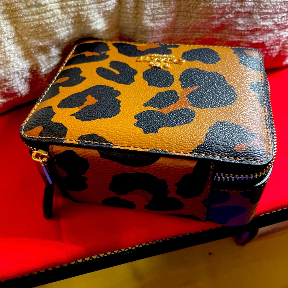 Coach travel jewelry case. Black and brown.